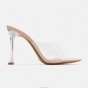LUCITE HEELED MULES NEVER WORN (PRISTINE)